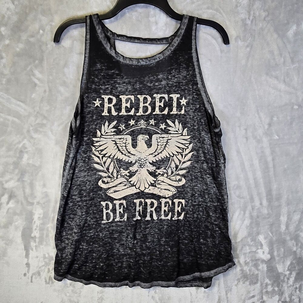 Maurices Rebel Be Free Graphic Tank Tee Womens Large Distressed Embellished